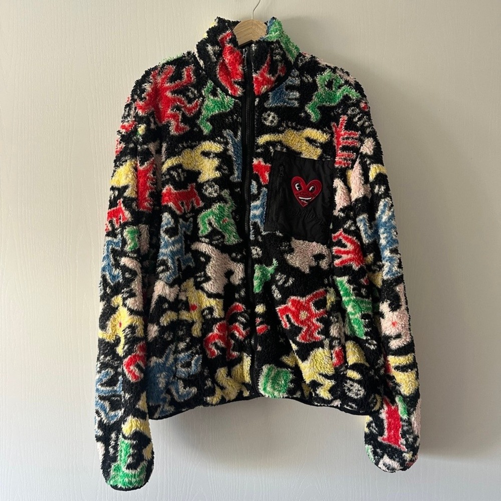 Shoe Palace x Keith Haring Printed Sherpa Jacket Mens Large Hypebeast Fleece